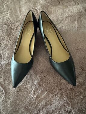 Franco Sarto Black Pointed Toe Flats - Leather Slip-On